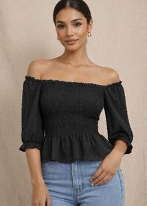 Chic Black Puff Sleeve Top