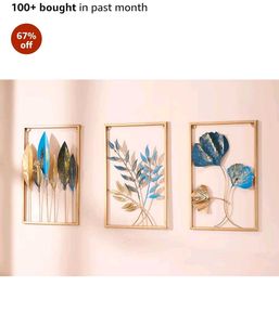 Set of 3 Leaf Wall Art Decor