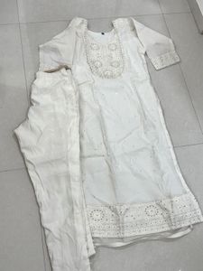 White / Gold Kurta Set with sequins - L /