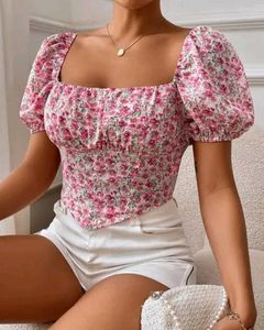 Floral Puff Sleeve Bardot Top