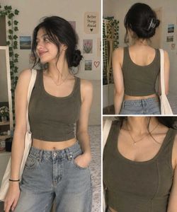 Olive Green Cropped Tank Top