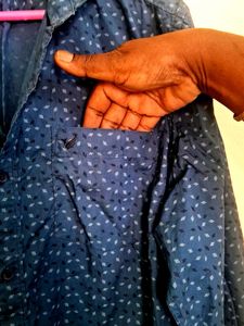Men's Blue Printed Long Sleeve Shirt