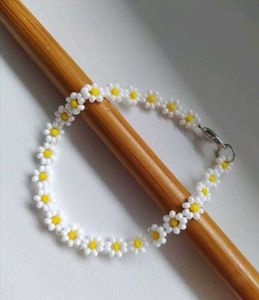 Flower beaded bracelet and ring combo