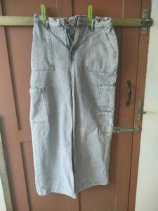 ZudioGray Wide-Leg Cargo Pants