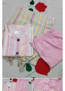 Striped Cotton Kurta Set  combo with Dupatta