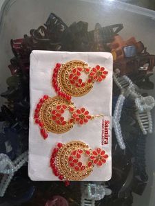 Exquisite Gold & Red Jhumka Earrings