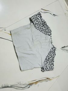 Leopard Print Sleeve Crop T-Shirt