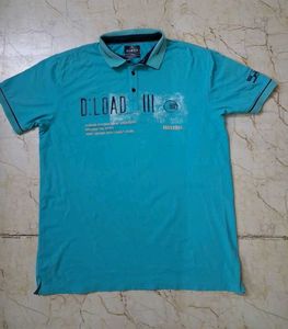 Borgo Men's Blue Graphic Polo T-Shirt