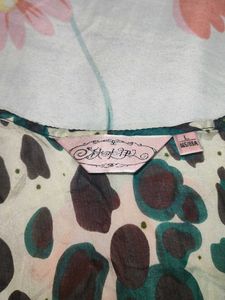 Leopard Print Tunic Top with Lace Trim