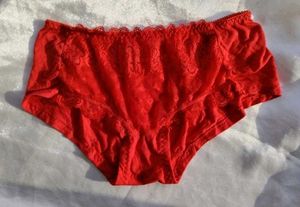 Lace Trim Red Briefs