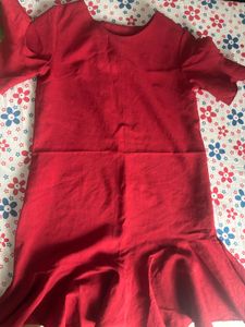 Red Ruffle Sleeve Dress