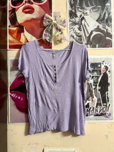 Casual Lavender Henley T-Shirt