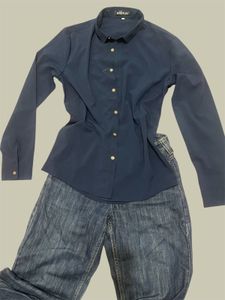 Classic Navy Blue Collared Shirt