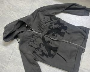black angel y2k gothic oversized baggy zip up