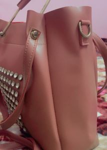 Stylish Pink Studded Handbag