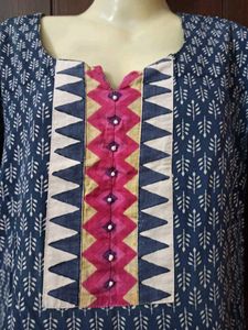 Ethnic Blue Printed Cotton Kurta