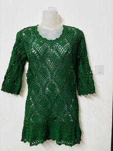 Green Crochet Tunic Top