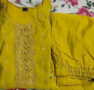 Embellished mustard Yellow Kurta