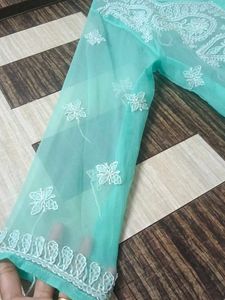 Beautiful Teal Chikankari Kurta