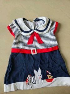 Cute Sailor Dress with Bunny and Bear Applique