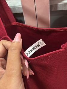 Burgundy Midi Dress with Slit