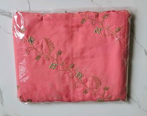 Elegant Pink Embroidered Saree