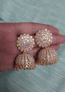 Elegant Rose gold jhumka earings