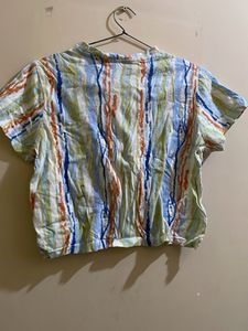 Stylish Striped Knot-Front Top