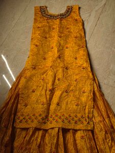 Yellow Embroidered attached Kurta Set