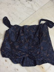 Y2K navy blue Embroidered corset