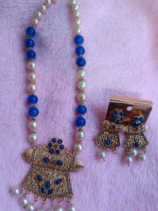 Blue N Malti Long Beads Set Combo