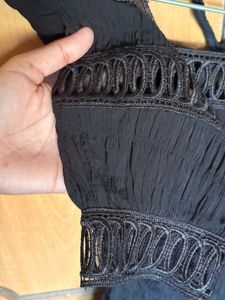Elegant Black Top with Lace Detail