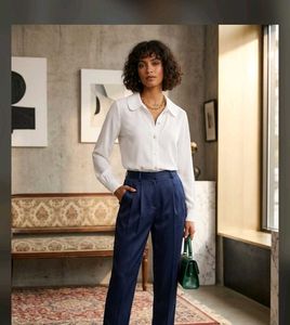 Chic White Collared Button-Up Shirt