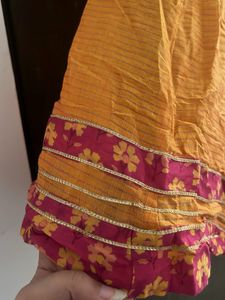 girls, Lehenga with pink and gold embroidery