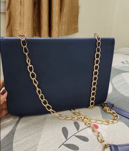 Stylish Navy Blue Chain Sling Bag