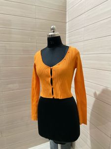PRIMARK imported Orange Ribbed Knit Cardigan