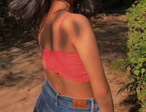 Scalloped Trim Adjustable Bralette Crop Top
