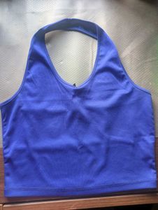 Blue Halter Neck Crop Top