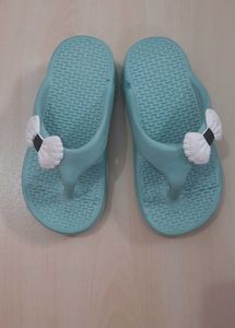 Cute Blue Flip-Flops with Bow