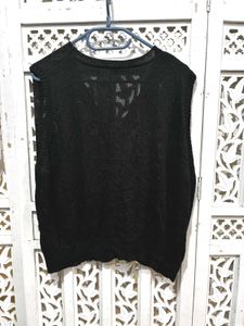 💝Black Sleeveless Button-Up Knit Vest G