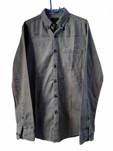 Men's Grey Button-Down Shirt