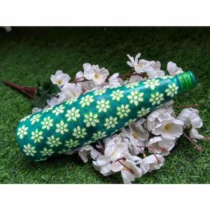 Handpainted Floral Print Glass Bottle Vase