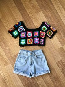 Crochet Granny Square Crop Top