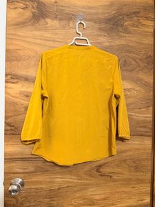 Yellow Mandarin Collar Tunic Top