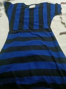 Blue & Black Striped Dress