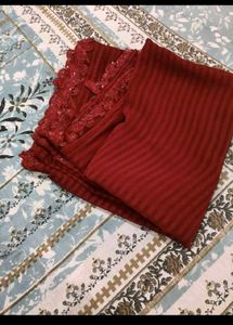 Elegant Red Embroidered Saree