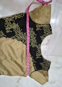 Elegant Gold &amp; Black Embroidered Gown