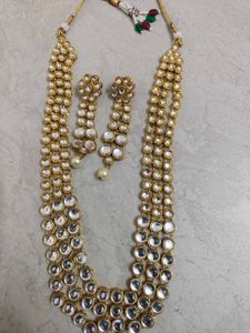Elegant Pearl &amp; Kundan Necklace Set