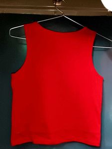 Red Ribbed Cutout Tank Top