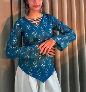 Stylish Blue Printed Kurti